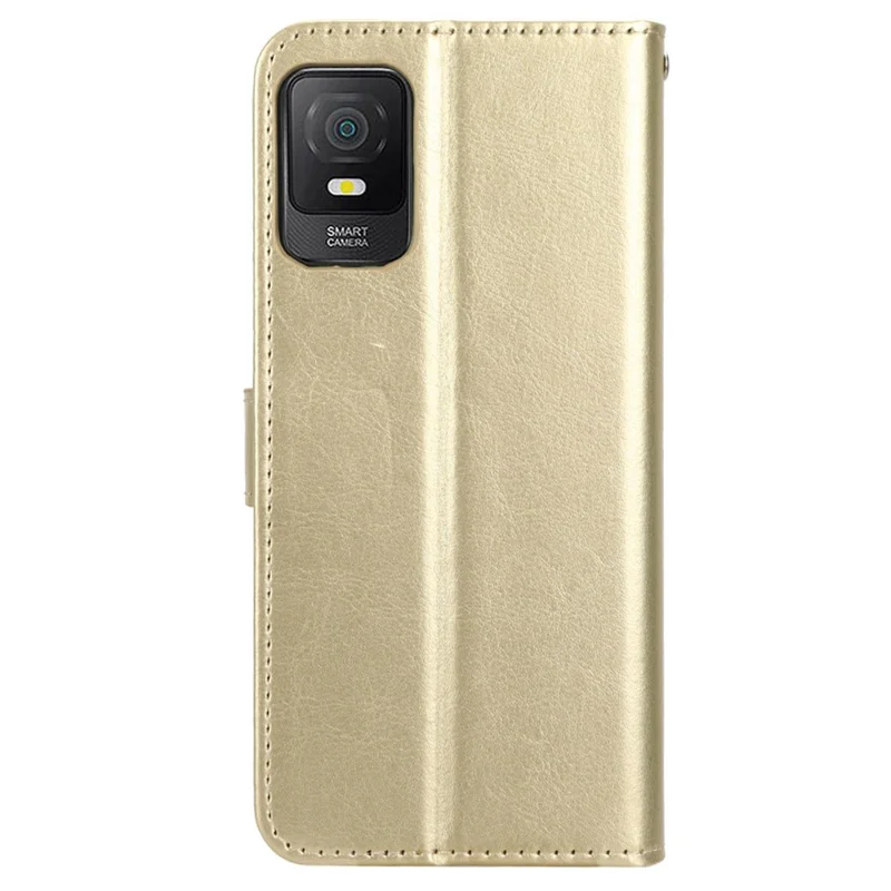 Stand Leather Phone Case per TCL 403, Crazy Horse Texture Wallet Cell Phone Cover - Oro
