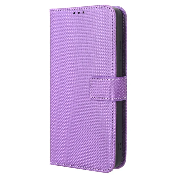 Para TCL 403 Wallet Phone Stand Case Textura de Diamante Capa de Telefone de Couro PU - Preto