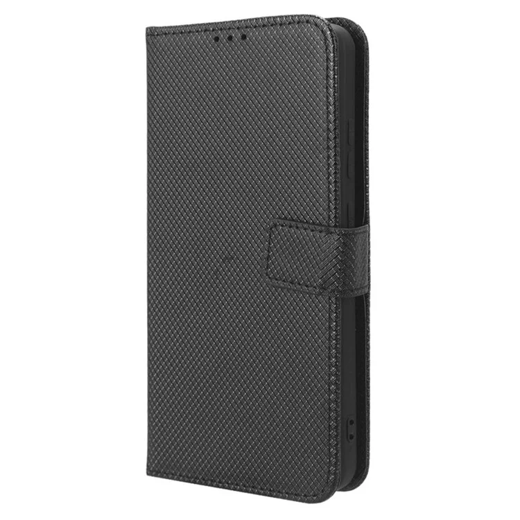 Para TCL 403 Wallet Phone Stand Case Textura de Diamante Capa de Telefone de Couro PU - Preto