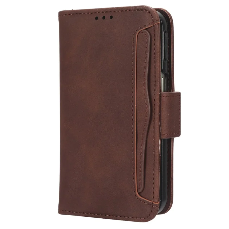 Para Oppo Find N2 5G Múltiples Ranuras para Tarjetas Tapa Abatible Cubierta Resistente a Golpes Funda de Cartera de Cuero PU - Marrón