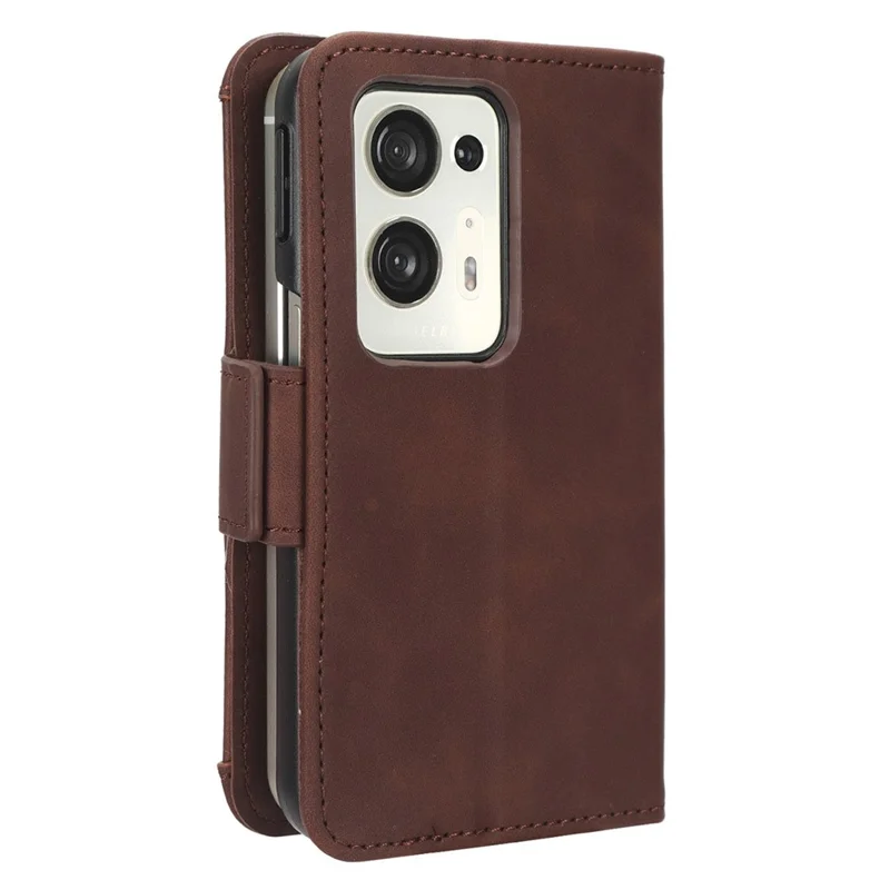 Para Oppo Find N2 5G Múltiples Ranuras para Tarjetas Tapa Abatible Cubierta Resistente a Golpes Funda de Cartera de Cuero PU - Marrón