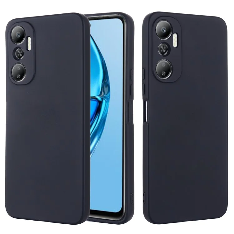 Phone Case with Strap for Infinix Hot 20 4G , Anti-Scratch Soft Lining  Liquid Silicone Protective Cover with Strap - Black