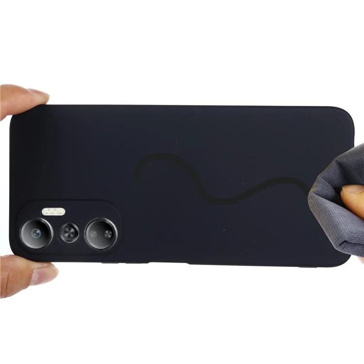 Phone Case with Strap for Infinix Hot 20 4G , Anti-Scratch Soft Lining  Liquid Silicone Protective Cover with Strap - Black