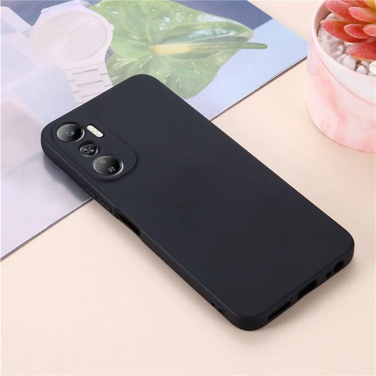 Phone Case with Strap for Infinix Hot 20 4G , Anti-Scratch Soft Lining  Liquid Silicone Protective Cover with Strap - Black