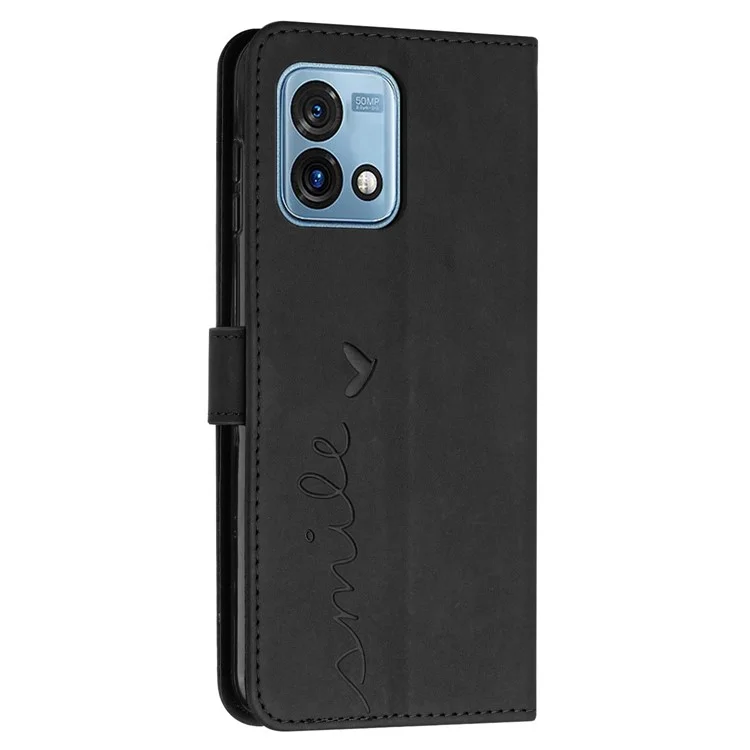 For Motorola Moto G Stylus 5G (2023) Stand Wallet Phone Leather Case Imprinted Heart Shape Phone Cover with Strap - Black