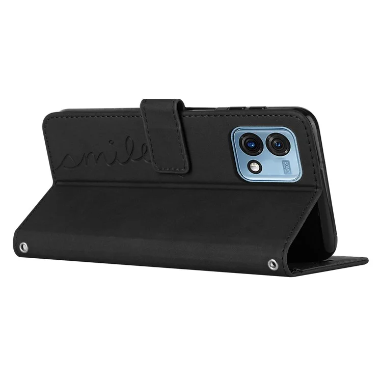 For Motorola Moto G Stylus 5G (2023) Stand Wallet Phone Leather Case Imprinted Heart Shape Phone Cover with Strap - Black