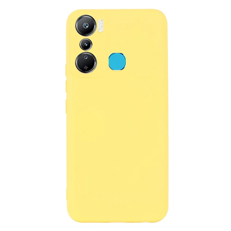 For Infinix Hot 20 Play 4G Dustproof Phone Protector Liquid Silicone Cell Phone Case Soft Lining Protective Cover with Strap - Yellow