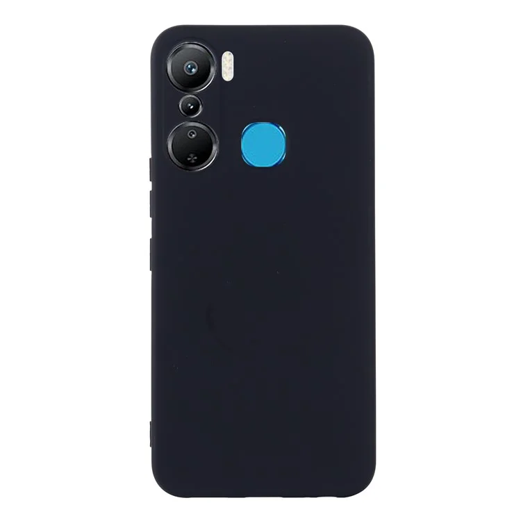 Pour Infinix Hot 12 Pro 4G Mobile Phone Cover Liquid Silicone+Soft Lining Phone Case avec Sangle - Noir