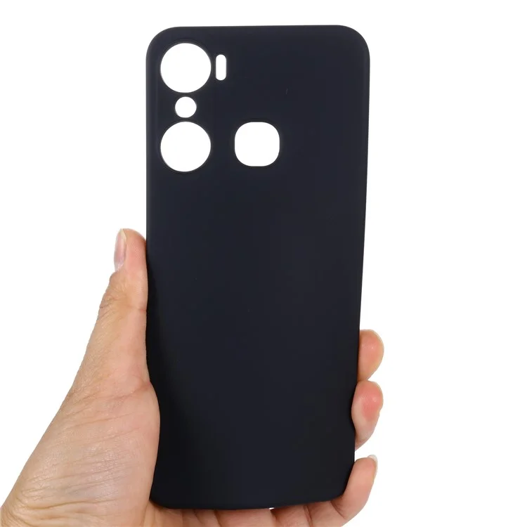 Pour Infinix Hot 12 Pro 4G Mobile Phone Cover Liquid Silicone+Soft Lining Phone Case avec Sangle - Noir