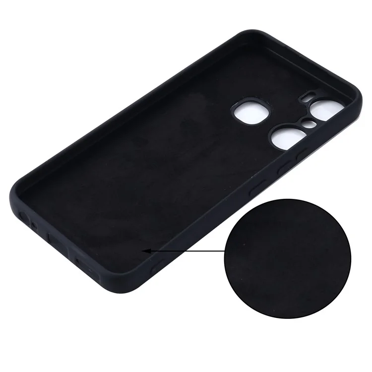 Pour Infinix Hot 12 Pro 4G Mobile Phone Cover Liquid Silicone+Soft Lining Phone Case avec Sangle - Noir