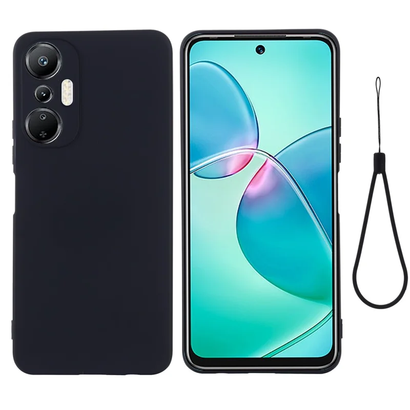 Para Infinix Hot 20S 4G Protector de carcasa de teléfono Antiarañazos Forro suave Funda de silicona líquida Cubierta de teléfono celular - Negro