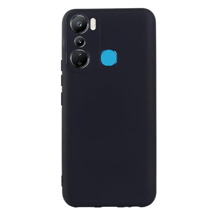 Pour Infinix Hot 20i 4G Slim-Fit Liquid Silicone Phone Case Anti-Scratch Soft Lining Protective Cover with Strap - Noir