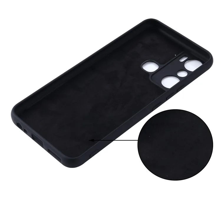Pour Infinix Hot 20i 4G Slim-Fit Liquid Silicone Phone Case Anti-Scratch Soft Lining Protective Cover with Strap - Noir