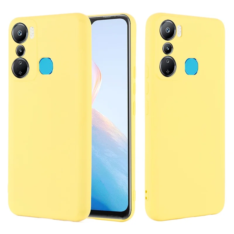 Pour Infinix Hot 20i 4G Slim-Fit Étui en silicone liquide Téléphone Anti-Rayures Doublure douce Couverture de protection avec Dragonne - Jaune