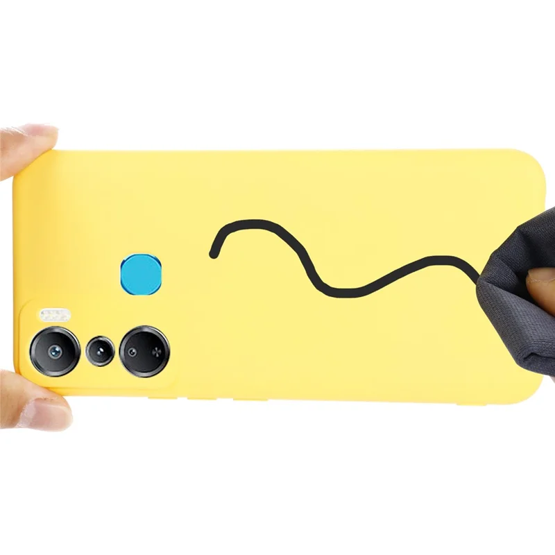Pour Infinix Hot 20i 4G Slim-Fit Étui en silicone liquide Téléphone Anti-Rayures Doublure douce Couverture de protection avec Dragonne - Jaune