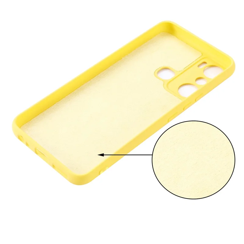 Pour Infinix Hot 20i 4G Slim-Fit Étui en silicone liquide Téléphone Anti-Rayures Doublure douce Couverture de protection avec Dragonne - Jaune