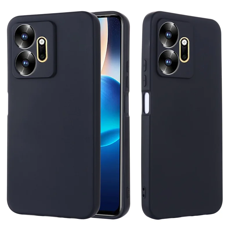 For Infinix Zero 20 4G Shockproof Liquid Silicone Phone Case Soft Lining Phone Cover with Strap - Black