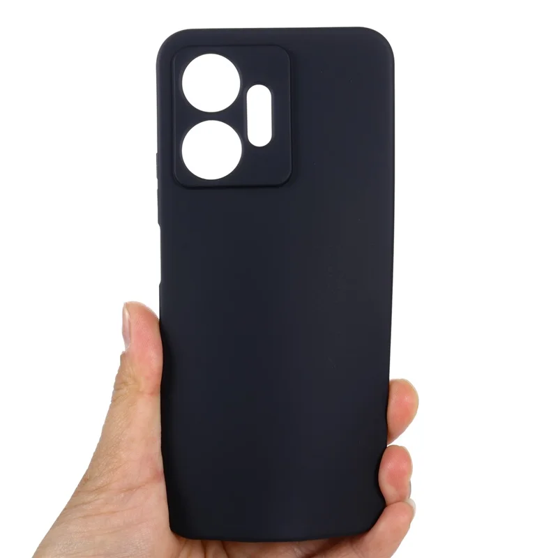 For Infinix Zero 20 4G Shockproof Liquid Silicone Phone Case Soft Lining Phone Cover with Strap - Black