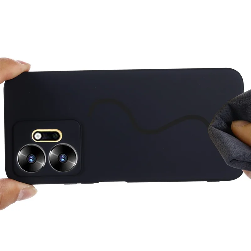 For Infinix Zero 20 4G Shockproof Liquid Silicone Phone Case Soft Lining Phone Cover with Strap - Black