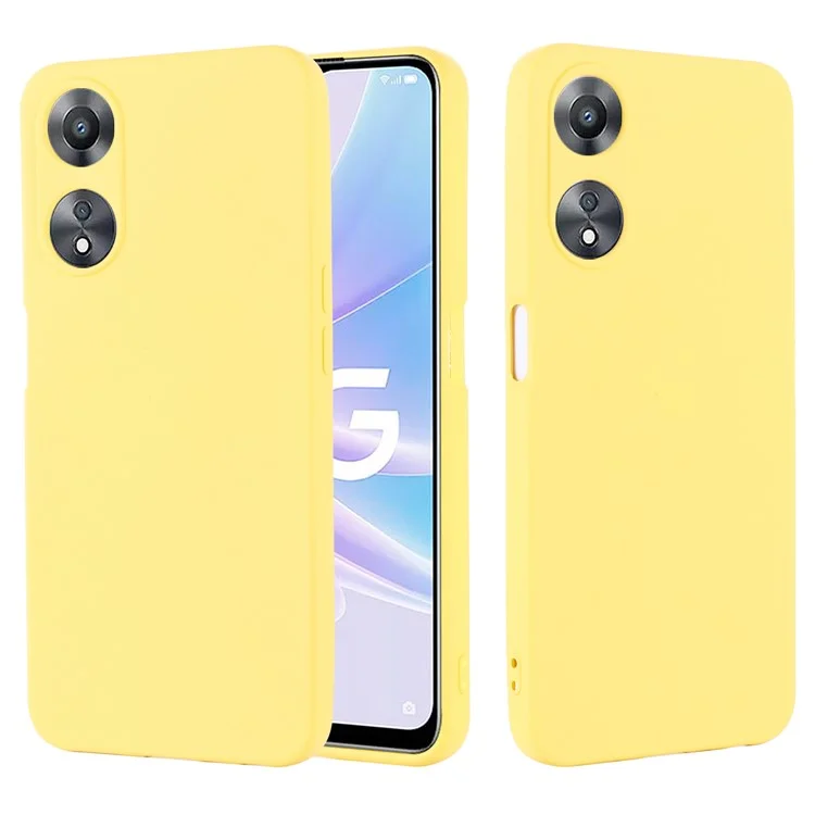 Phone Cover for Oppo A58 5G / A58x 5G / A78 5G , Liquid Silicone Anti-Dust Soft Lining Protective Case with Strap - Yellow