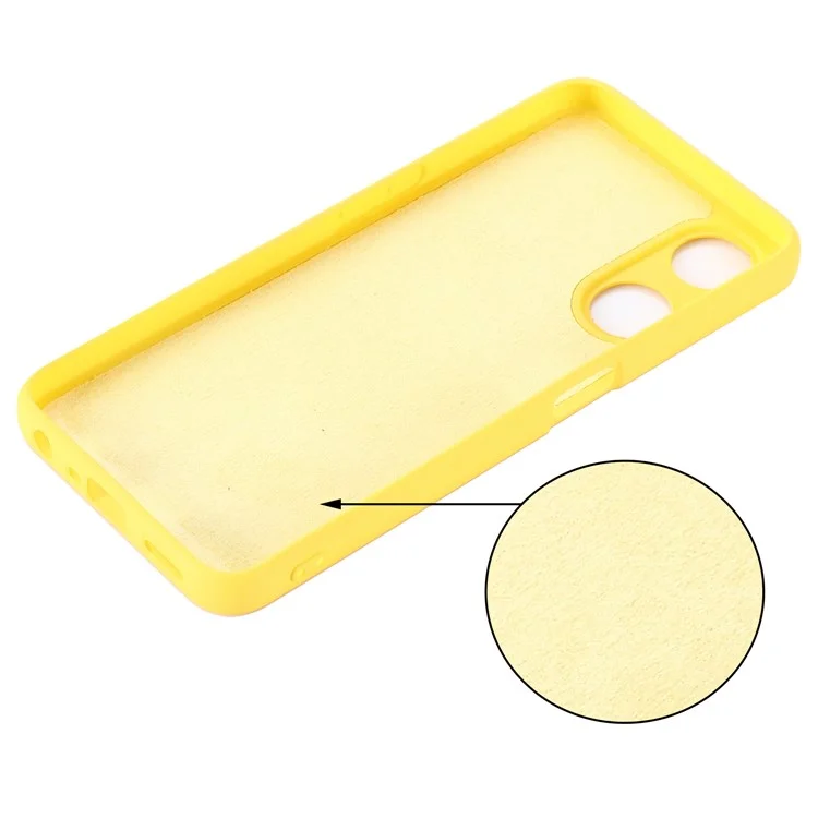 Phone Cover for Oppo A58 5G / A58x 5G / A78 5G , Liquid Silicone Anti-Dust Soft Lining Protective Case with Strap - Yellow