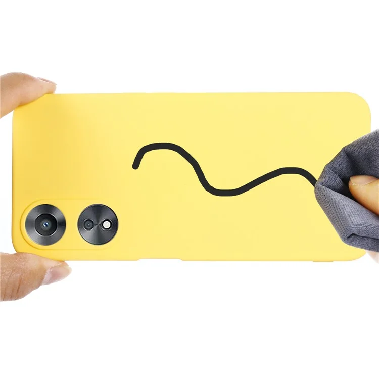 Phone Cover for Oppo A58 5G / A58x 5G / A78 5G , Liquid Silicone Anti-Dust Soft Lining Protective Case with Strap - Yellow