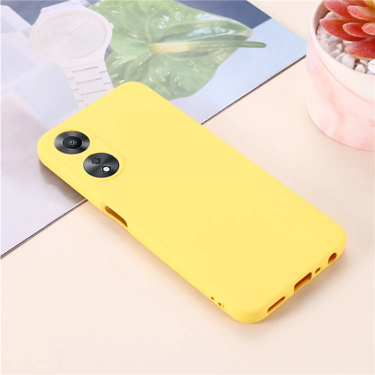Phone Cover for Oppo A58 5G / A58x 5G / A78 5G , Liquid Silicone Anti-Dust Soft Lining Protective Case with Strap - Yellow