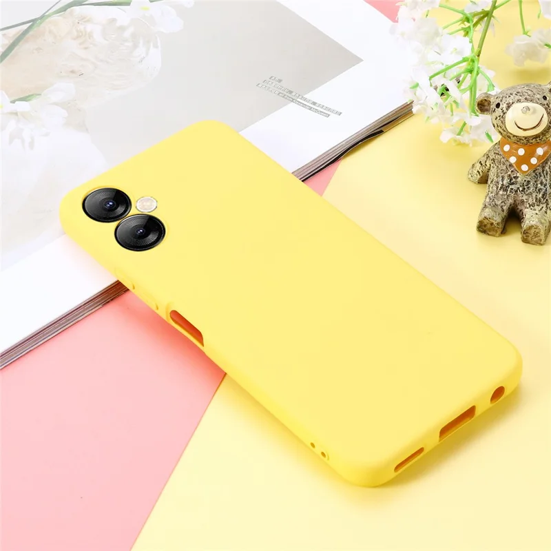 For TECNO Spark 9T 4G / Spark 9 Pro 4G Anti-Scratch Soft Lining Protective Cover Liquid Silicone Phone Case with Strap - Yellow