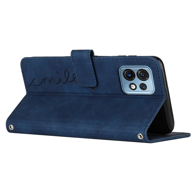 Per Motorola Edge+ (2023) / Edge 40 Pro 5G / Moto X40 5G Custodia in pelle con supporto a portafoglio e cuore impresso - Zaffiro