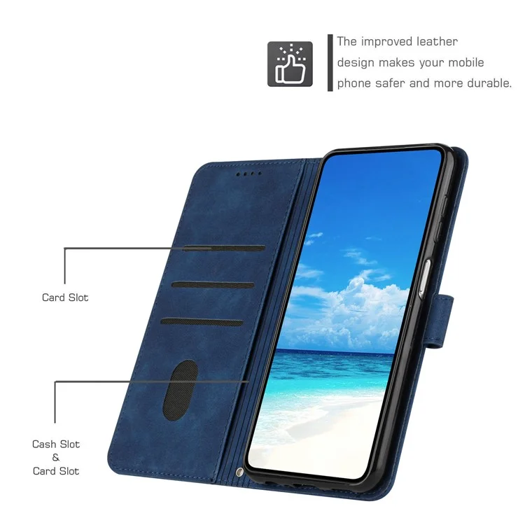 Per Motorola Edge+ (2023) / Edge 40 Pro 5G / Moto X40 5G Custodia in pelle con supporto a portafoglio e cuore impresso - Zaffiro