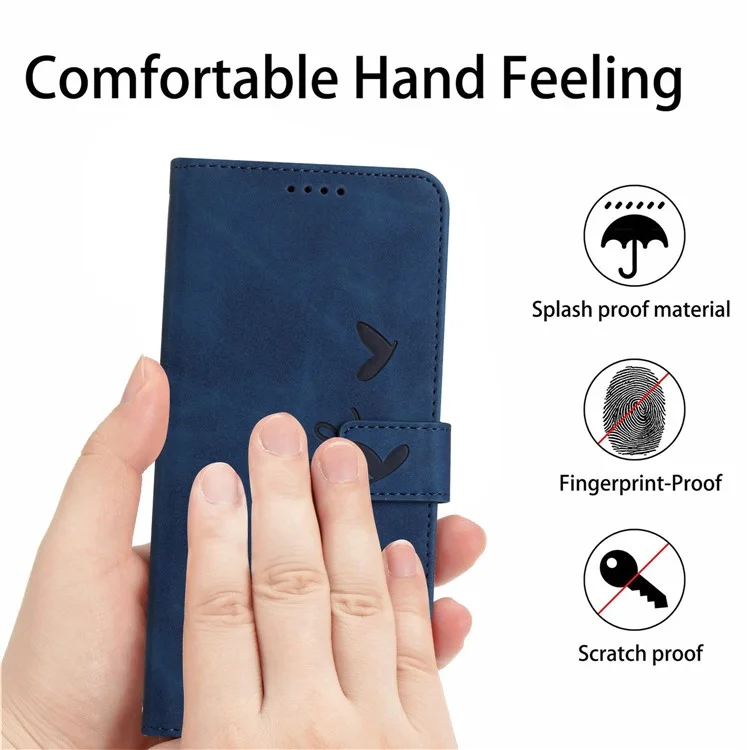 Per Motorola Edge+ (2023) / Edge 40 Pro 5G / Moto X40 5G Custodia in pelle con supporto a portafoglio e cuore impresso - Zaffiro