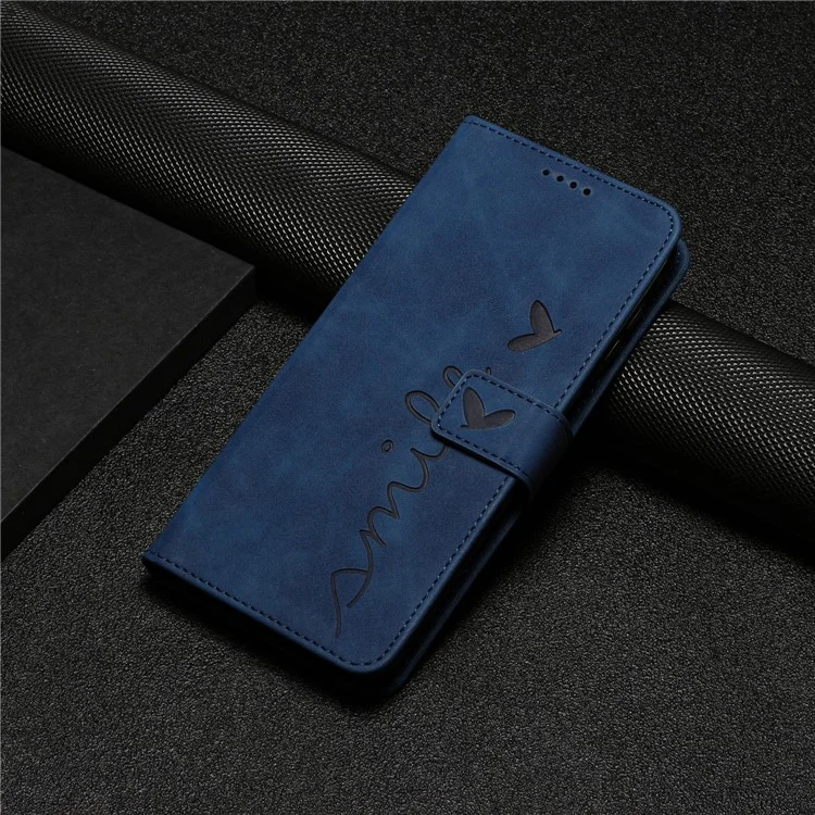 Per Motorola Edge+ (2023) / Edge 40 Pro 5G / Moto X40 5G Custodia in pelle con supporto a portafoglio e cuore impresso - Zaffiro