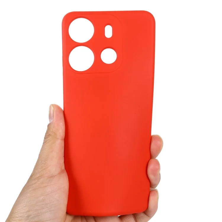 For TECNO Spark Go 2023 4G / Pop 7 Pro 4G / Pop 7 4G Liquid Silicone Cell Phone Case Anti-Scratch Soft Lining Cover with Strap - Red