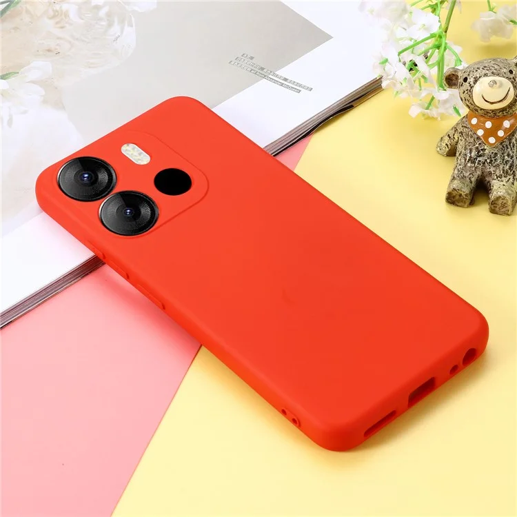 For TECNO Spark Go 2023 4G / Pop 7 Pro 4G / Pop 7 4G Liquid Silicone Cell Phone Case Anti-Scratch Soft Lining Cover with Strap - Red