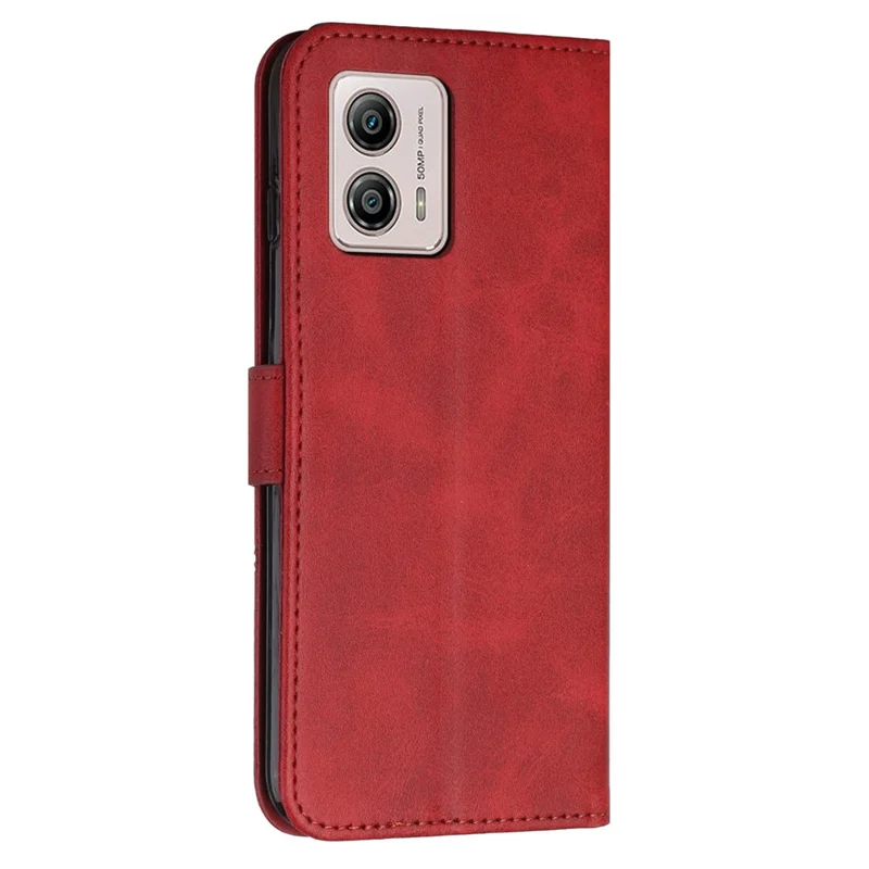 For Motorola Moto G73 5G Leather Phone Case Wallet Phone Stand Cover - Red