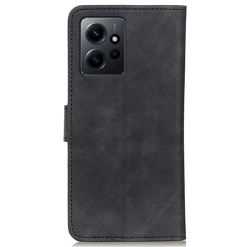 KHAZNEH Für Xiaomi Redmi Note 12 4G Ständer Handyhülle Retro-Textur Geldbörse PU-Leder Handyhülle - Schwarz