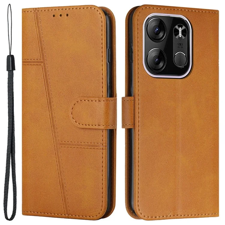Para TECNO Spark Go 2023 4G Funda de Teléfono con Cartera y Soporte de Cuero PU Protectora - Amarillo