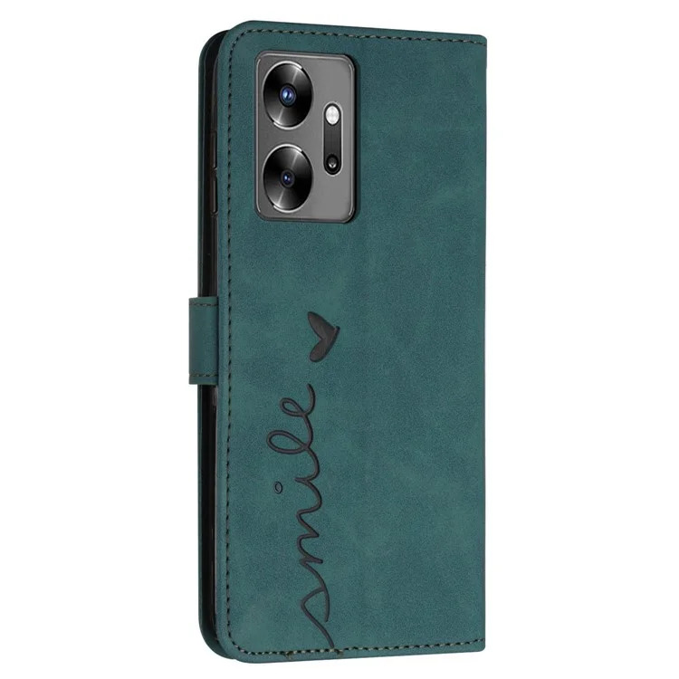 Pour Infinix Zero 20 4G Anti-Drop Wallet Stand Heart Shape Leather Cover Phone Case avec Sangle d'épaule - Vert