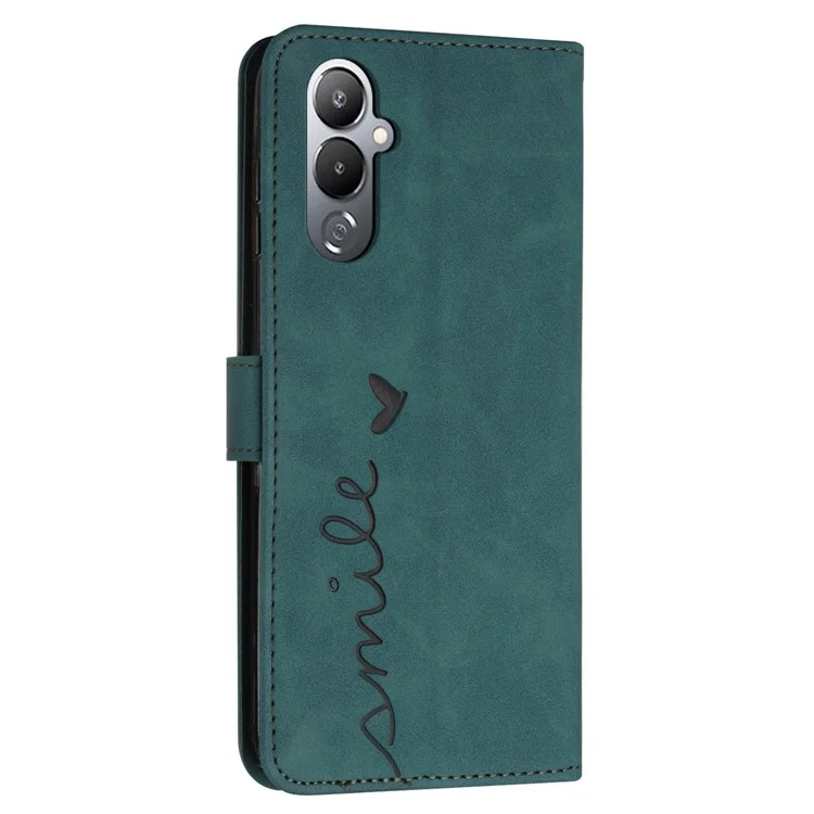 Cover per telefono per TECNO Pova 4 4G Wallet Stand Heart Shape Custodia in pelle con cinturino per la spalla - Verde