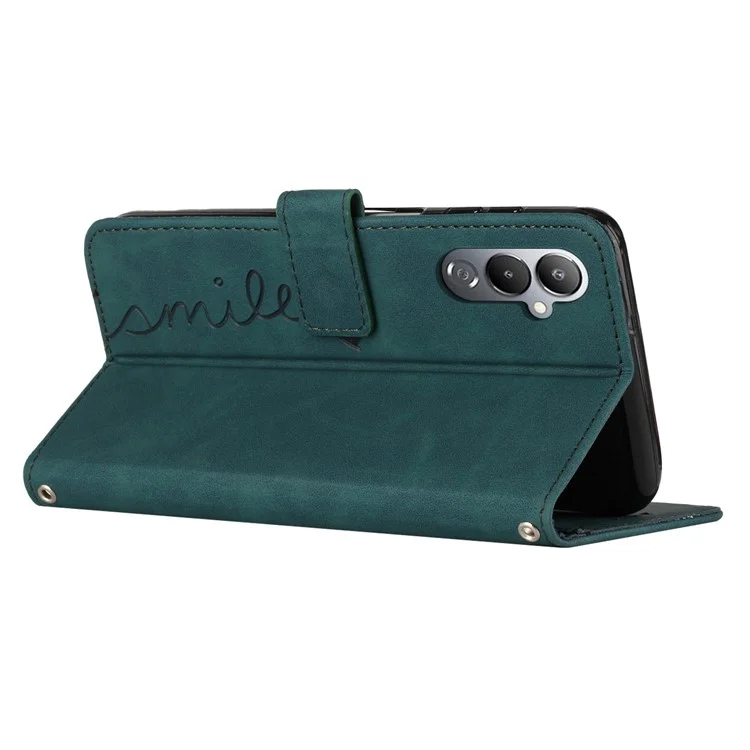 Cover per telefono per TECNO Pova 4 4G Wallet Stand Heart Shape Custodia in pelle con cinturino per la spalla - Verde