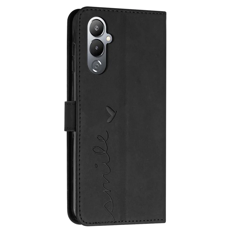 Stand Wallet Shell para TECNO Pova 4 4G Capa de Couro com Impressão em Formato de Coração - Preta