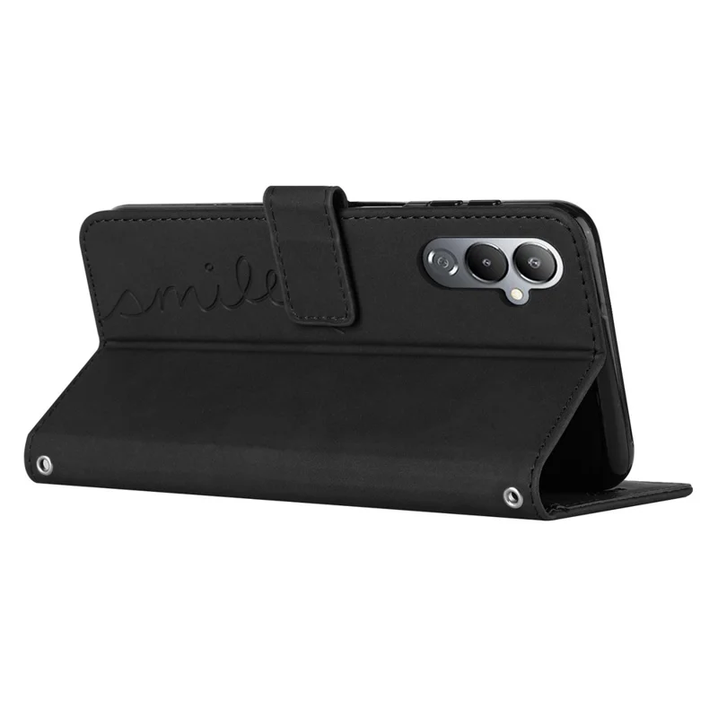 Stand Wallet Shell para TECNO Pova 4 4G Capa de Couro com Impressão em Formato de Coração - Preta