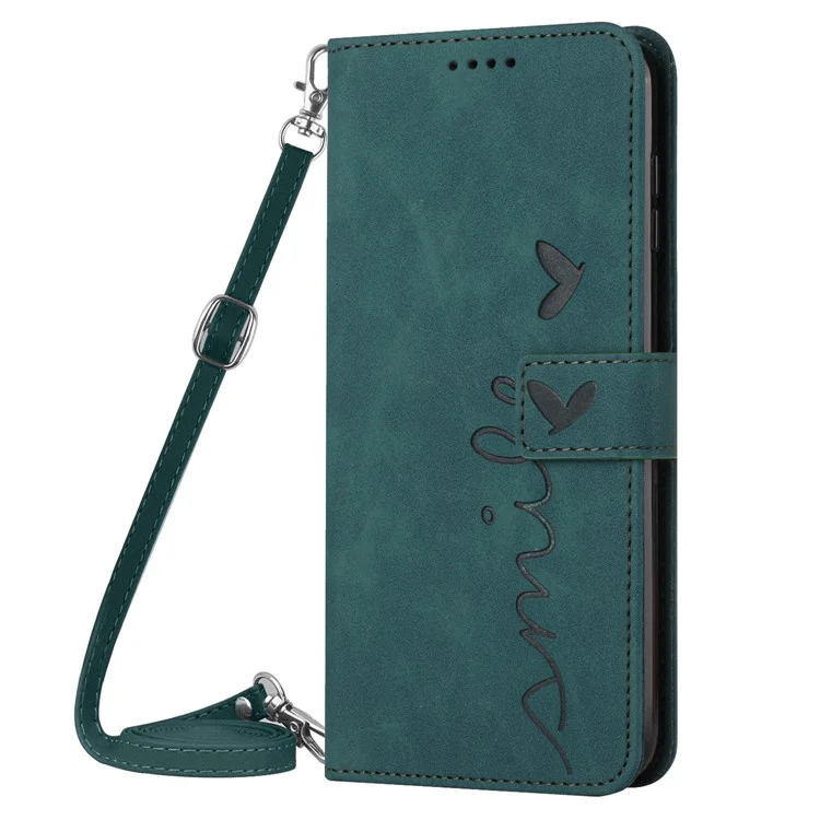 Para Motorola Moto G53 5G / G23 4G / G13 4G Funda de Teléfono con Cartera en Forma de Corazón con Impresión de PU Leather Stand Cover - Verde