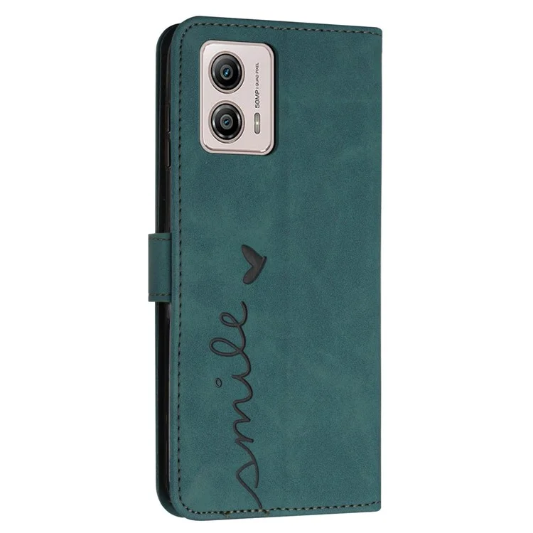 Para Motorola Moto G53 5G / G23 4G / G13 4G Funda de Teléfono con Cartera en Forma de Corazón con Impresión de PU Leather Stand Cover - Verde
