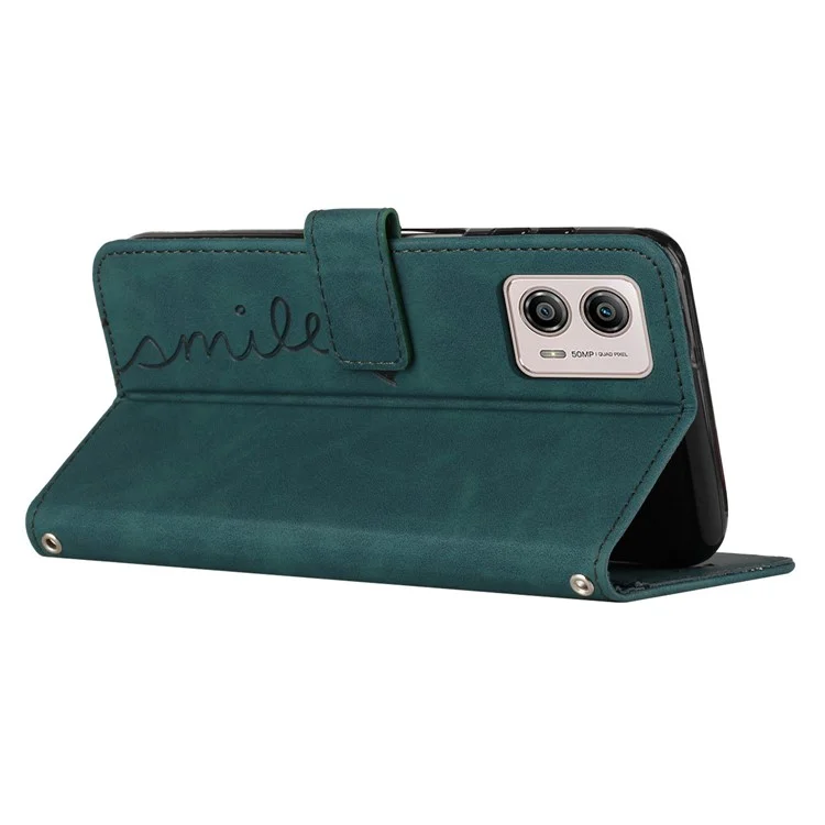 Para Motorola Moto G53 5G / G23 4G / G13 4G Funda de Teléfono con Cartera en Forma de Corazón con Impresión de PU Leather Stand Cover - Verde