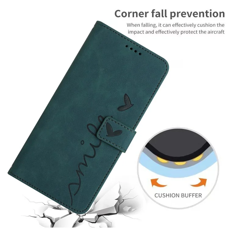 Para Motorola Moto G53 5G / G23 4G / G13 4G Funda de Teléfono con Cartera en Forma de Corazón con Impresión de PU Leather Stand Cover - Verde