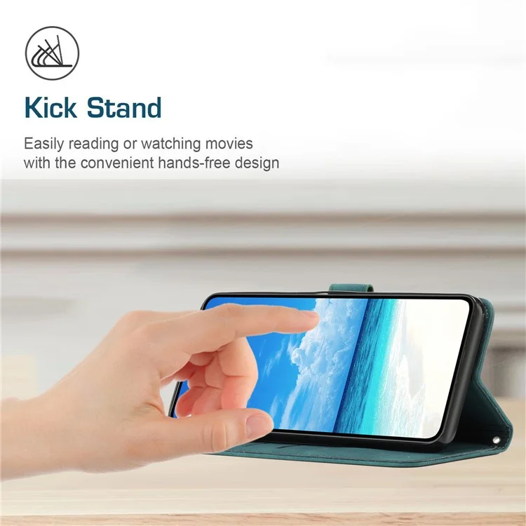 Para Motorola Moto G53 5G / G23 4G / G13 4G Funda de Teléfono con Cartera en Forma de Corazón con Impresión de PU Leather Stand Cover - Verde