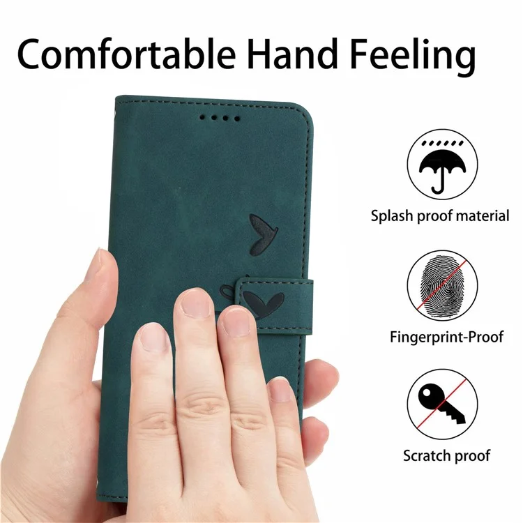 Para Motorola Moto G53 5G / G23 4G / G13 4G Funda de Teléfono con Cartera en Forma de Corazón con Impresión de PU Leather Stand Cover - Verde