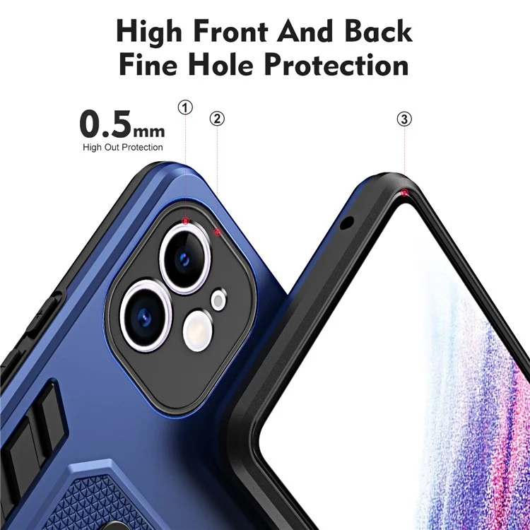 Funda para iPhone 12 de 6.1 pulgadas Caso de teléfono móvil Silicona Anillo Correa TPU+PC a prueba de golpes Cubierta de teléfono con soporte metálico - Azul