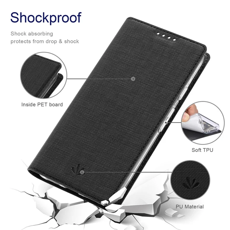 VILI DMX Series for Google Pixel 7a Card Slots Phone Case Mobile Phone PU Leather Stand Cover - Black